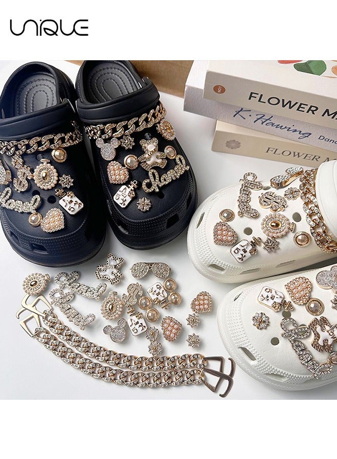 Unique 22 Pcs Sparkling Shoe Jewelry - Heart Shaped Shoe Flower - Flower Shoe Flower - Chain Decoration - For Decorating Beach Shoes, Hole Shoes - Gifts  - Image 5