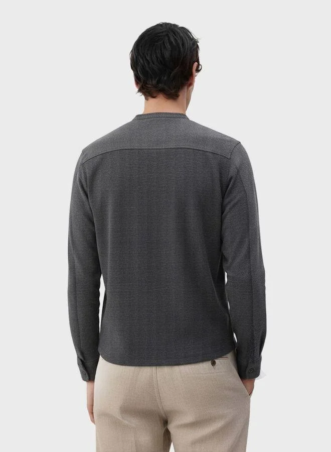 The Indian Garage Co Men Relaxed Fit Solid Collarless Full Sleeves Shirt