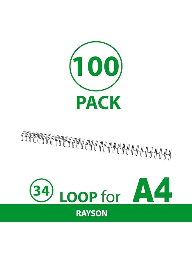 3:1 Pitch Double Loop Wire Binding Rings 12.7Mm Spine Diameter Black 100Pcs Box