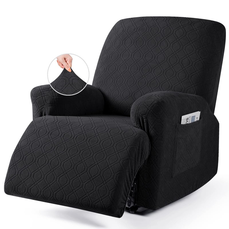 VANSOFY Recliner Chair Cover 3Pieces Stretch Recliner Covers for Recliner Chair Soft Reclining Chair Slipcover Furniture Protector for Dogs CatsBlack
