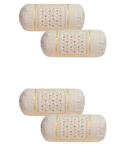 Mahaluxmi Creations Cotton Embroidered Bolster Cover Set of 4 Skin - Image 1