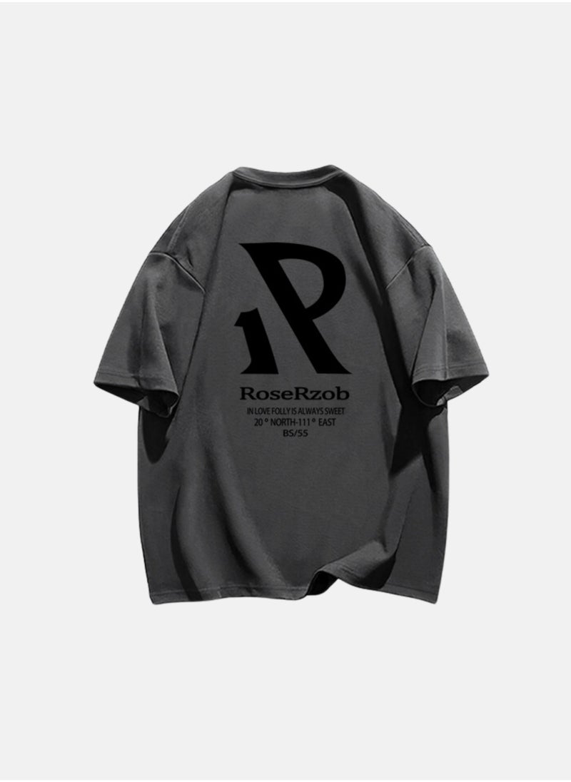Thirty-One RoseRzob Dark Grey Unisex Printed Logo Oversized T-shirt  - Image 2