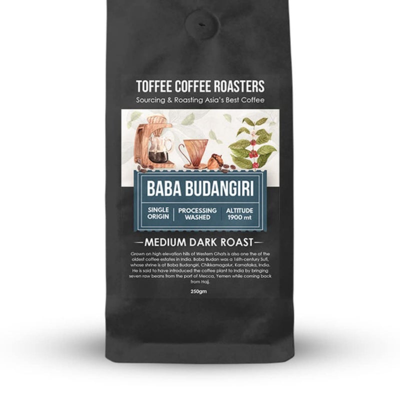 Toffee Coffee Roasters Baba Budangiri Coffee 250 gm | As Seen On Shark Tank | Arabica Freshly Medium Dark Roast Grounded Coffee Grind: Moka Pot | Coffee Notes: Toasted Nuts, Earthy and Dark Chocolate - Image 1
