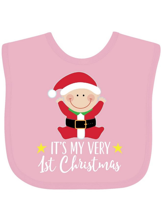 inktastic Babys 1st Christmas Santa Claus Baby Bib Pink 2daca - Image 1