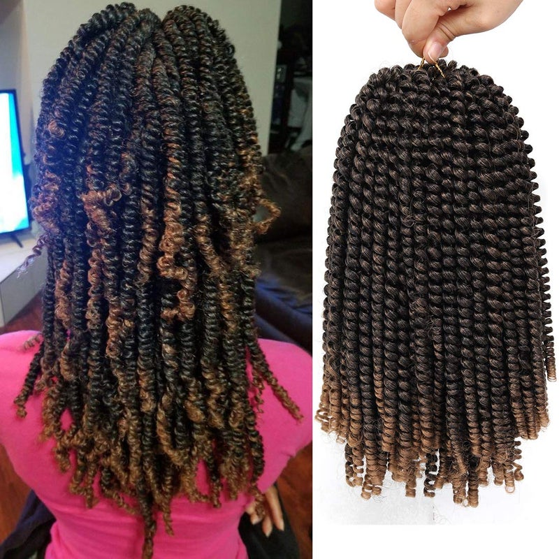 12 inch Spring Twist Crochet Braids Hair for Butterfly Locs Bomb Twist Crochet Hair Beyond Beauty Ombre Colors Synthetic Fluffy Hair Extension 3 Packs M1B27