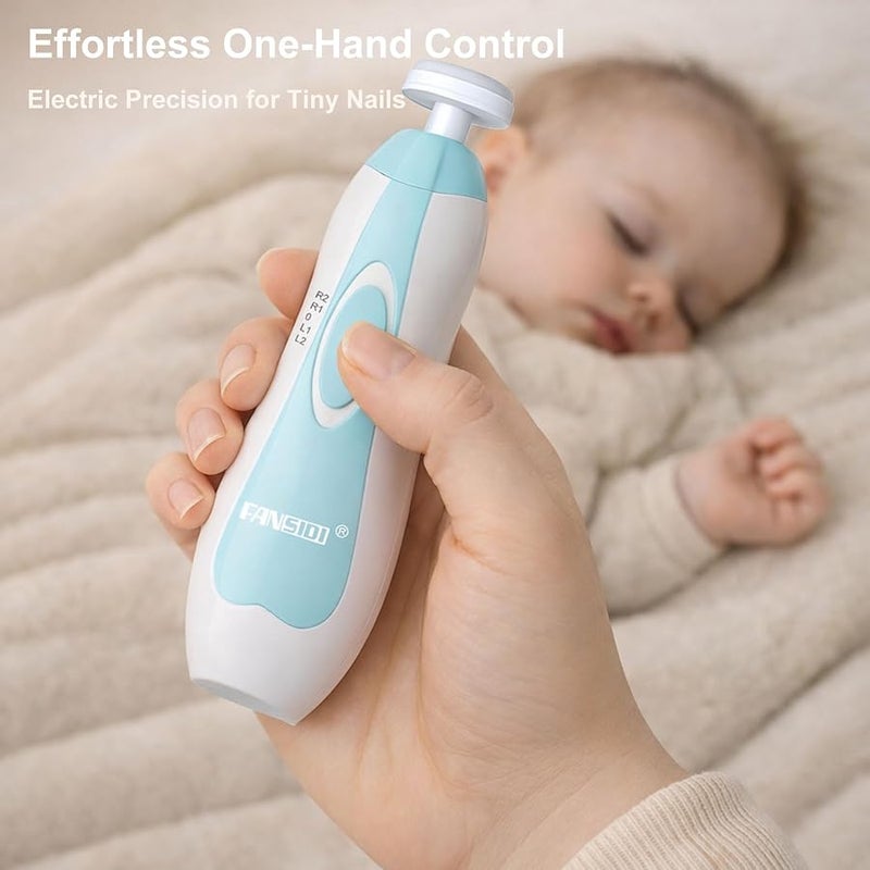 FANSIDI Baby Nail Trimmer, Upgraded Safe Baby Nail File- Electric Baby Nail Clipper for Newborn or Toddler Toes and Fingernails - Girls and Boys Accessory - AA Battery Operated (Not Included) (Blue) - Image 3
