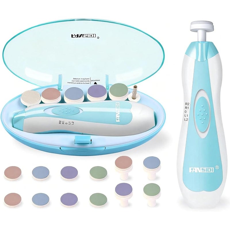 FANSIDI Baby Nail Trimmer, Upgraded Safe Baby Nail File- Electric Baby Nail Clipper for Newborn or Toddler Toes and Fingernails - Girls and Boys Accessory - AA Battery Operated (Not Included) (Blue) - Image 1