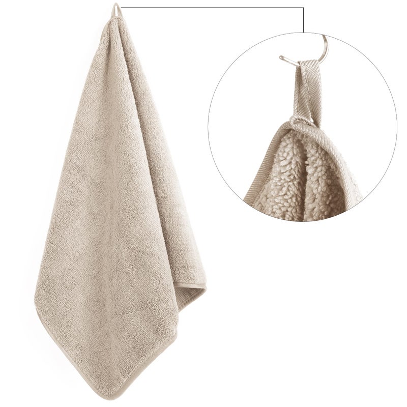 POLYTE Quick Dry Lint Free Microfiber Hand Towel  16 x 30 in  Set of 4 (Beige) - Image 5