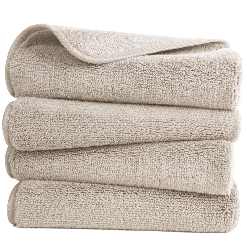POLYTE Quick Dry Lint Free Microfiber Hand Towel  16 x 30 in  Set of 4 (Beige) - Image 1