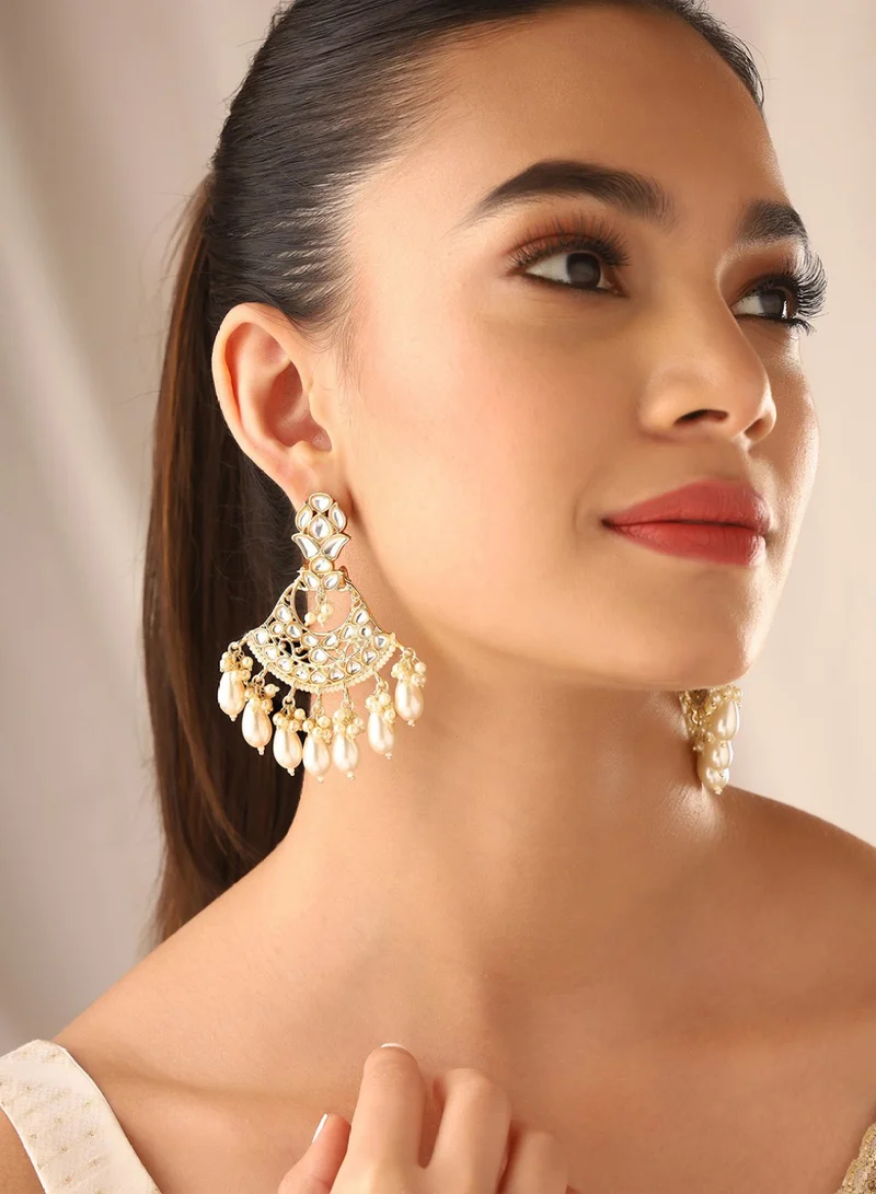 Priyaasi Crescent Shaped Kundan Chandbalis Earrings
