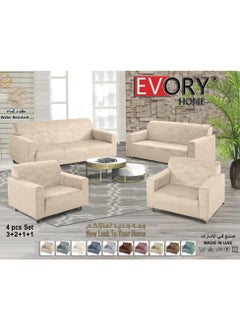 EVORY HOME Sofa Cover Waterproof Velvet Flower 4-Pieces Set of 7-Seater (3+2+1+1) Water Resistant Furniture Protector  - Image 1