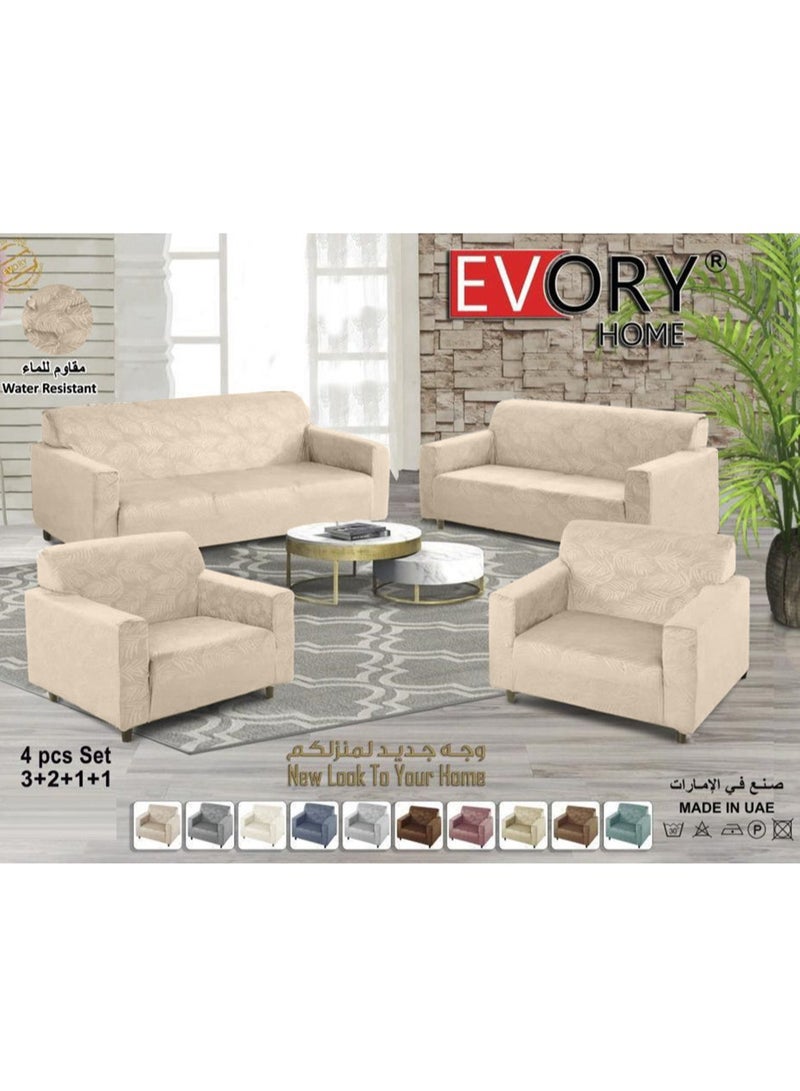 EVORY HOME Sofa Cover Waterproof Velvet Flower 4-Pieces Set of 7-Seater (3+2+1+1) Water Resistant Furniture Protector  - Image 1