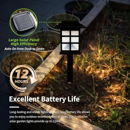 PremiumAV 6-Pack Solar Pathway Lights – Waterproof LED Landscape Garden Lamps for Outdoor Walkway, Patio, Yard, Driveway, Lawn & Path Lighting – Auto On/Off Solar Stake Lights - Image 2