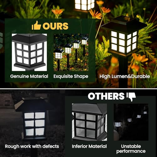 PremiumAV 6-Pack Solar Pathway Lights – Waterproof LED Landscape Garden Lamps for Outdoor Walkway, Patio, Yard, Driveway, Lawn & Path Lighting – Auto On/Off Solar Stake Lights - Image 3