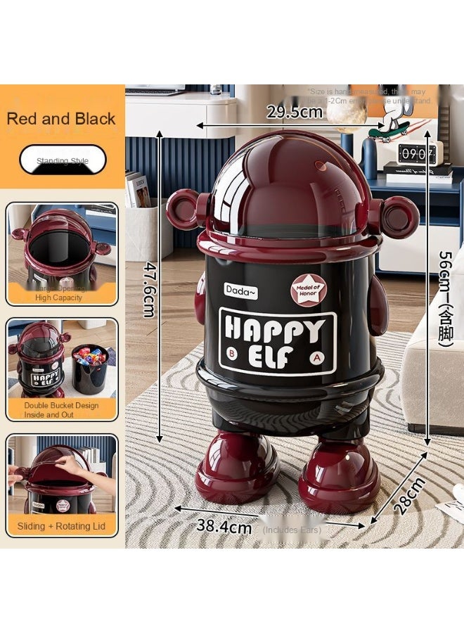 Astronaut Trash Can for Home, Living Room, Luxury Flip Lid, 2025 High-Quality Creative Design, Large Capacity with Lid, Bedroom Waste Bin