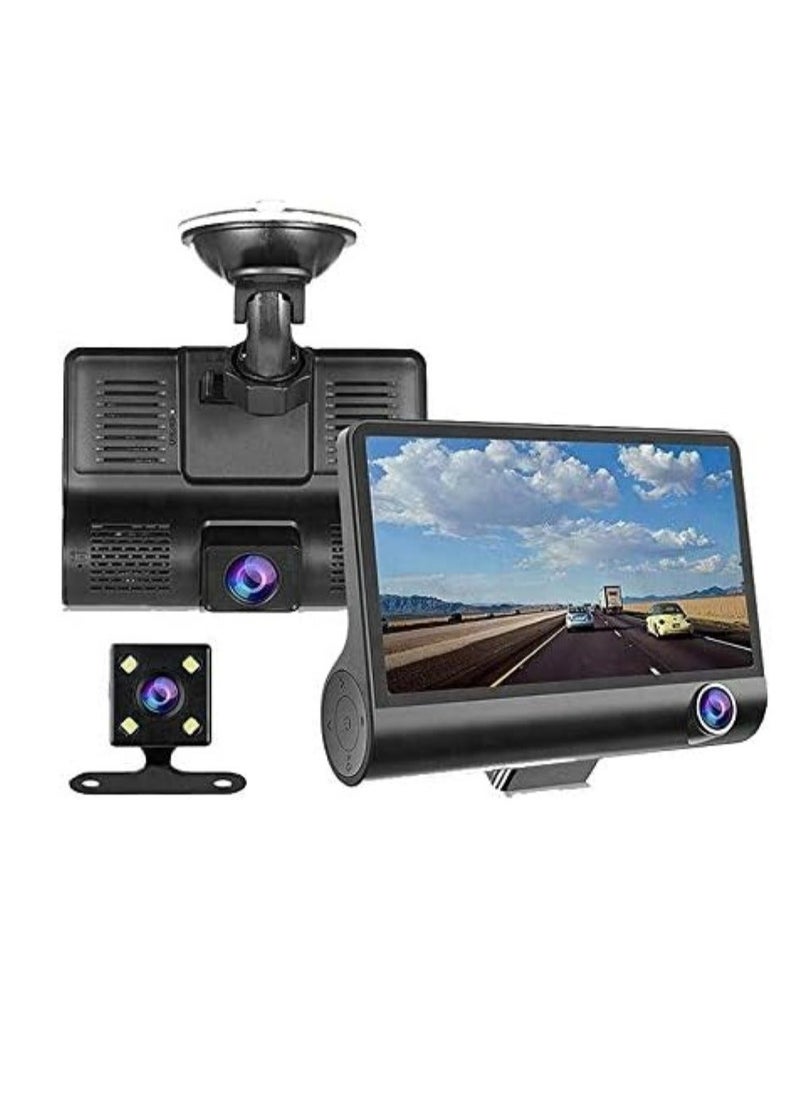 SMART CLOUDS Car Camera Driving Recorder 3in1 3 Lens Car Dash Camera Front Inside and Rear Camera in Car Camera 140°Wide Angle Looping Recording G-Sensor Max Support 32GB Card HDR Motion Detection for Car Parking  - Image 1