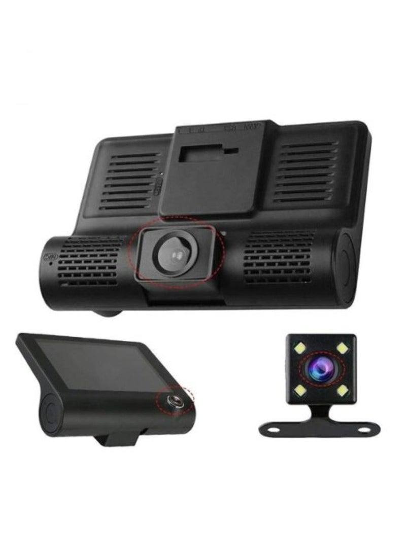 SMART CLOUDS - Car Camera Driving Recorder 3in1 3 Lens Car Dash Camera Front Inside and Rear Camera in Car Camera 140°Wide Angle Looping Recording G-Sensor Max Support 32GB Card HDR Motion Detection for Car Parking - Image 1