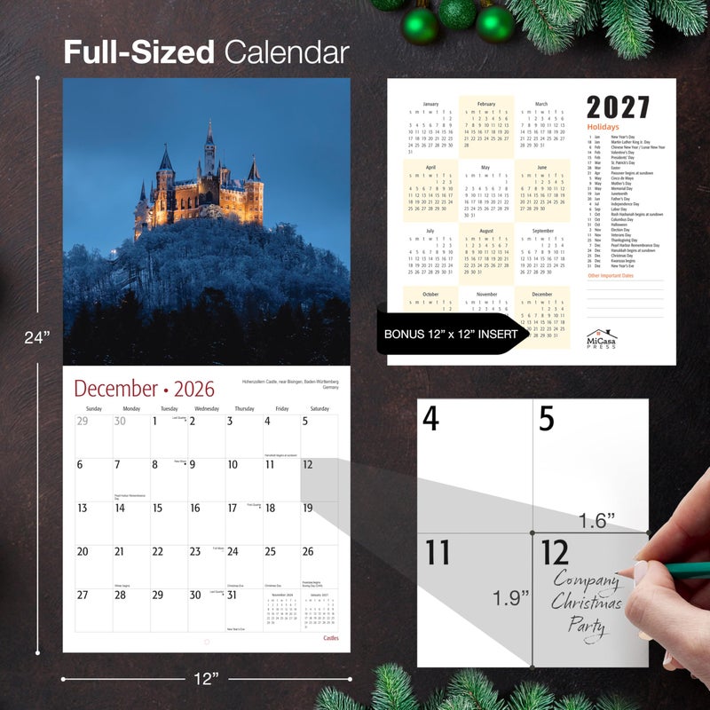MICASA PRESS Castles 2026 Wall Calendar 12 Month | 12" x 24" Open | Thick & Sturdy Paper | Holiday Gift | Travel Calendar 2026 - Image 5