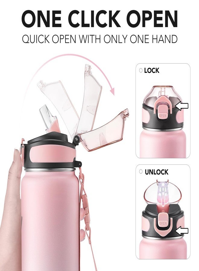 Enerbone Insulated Water Bottle, 32 oz Stainless Steel Water Bottles with Carrying Strap, Double-Wall Vacuum Insulation Thermos, Leakproof Sports Bottle with Straw, Keep Drinks Hot or Cold for Hours - Image 3