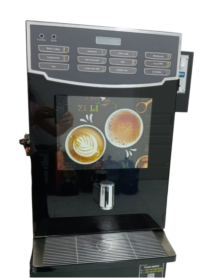 Coffee Machine: Advanced Espresso Configuration for Professional Performance – Instant 6 Canister Coffee Maker with 11 Beverage Options, 2 Preselection Keys, Fully Automatic Dispenser – Ideal for Large Offices and HORECA Segment – 2650 Watts