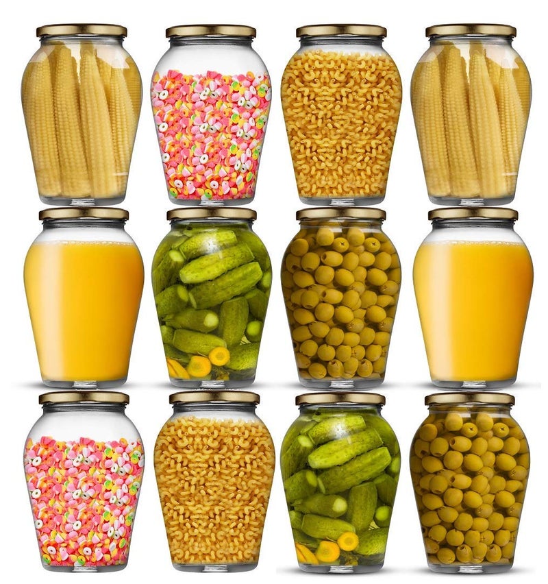Ash  Roh Ash & Roh Big Pot Glass Jar Kitchen Storage Glass Jars & Containers With Airtight Metal Lid - (1000 Ml /1 Ltr /1 Kg) - Set Of (12) - Clear - Image 1