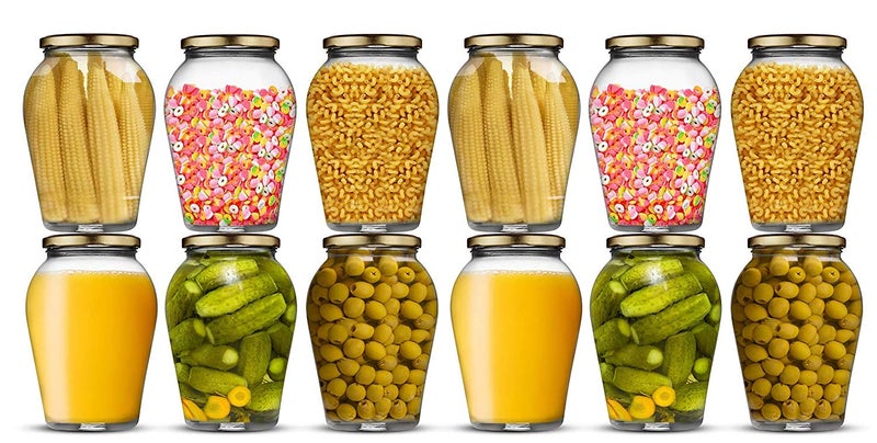 Ash  Roh Ash & Roh Big Pot Glass Jar Kitchen Storage Glass Jars & Containers With Airtight Metal Lid - (1000 Ml /1 Ltr /1 Kg) - Set Of (12) - Clear - Image 2