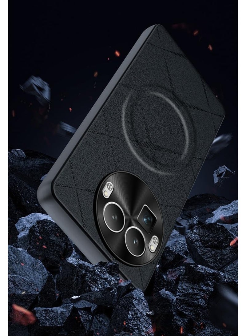 general Compatible with Realme GT 8 Pro 5G Magnetic Attraction Plain Leather Case Lens Hardware Large Hole Protection Phone Cover - Image 2