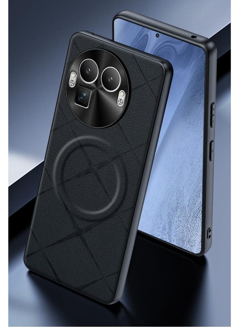 general Compatible with Realme GT 8 Pro 5G Magnetic Attraction Plain Leather Case Lens Hardware Large Hole Protection Phone Cover - Image 3