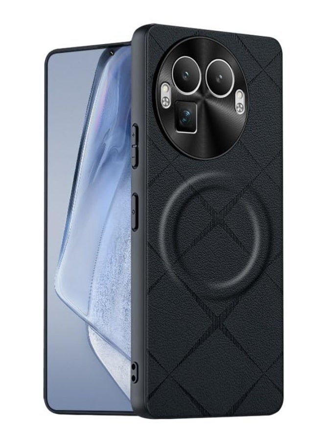 general Compatible with Realme GT 8 Pro 5G Magnetic Attraction Plain Leather Case Lens Hardware Large Hole Protection Phone Cover - Image 1