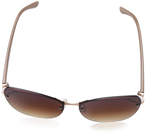 Rocawear womens R3273 Rimless UV Protective Metal Cat Eye Sunglasses Gifts for Women with Flair 60 mm, Gold & Nude, mm US - Image 4