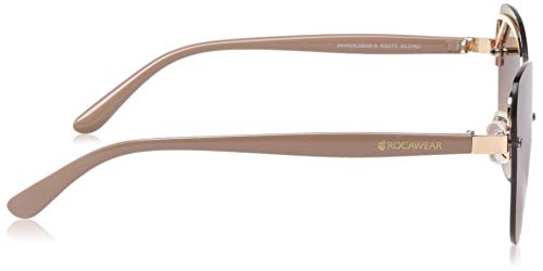 Rocawear womens R3273 Rimless UV Protective Metal Cat Eye Sunglasses Gifts for Women with Flair 60 mm, Gold & Nude, mm US - Image 3