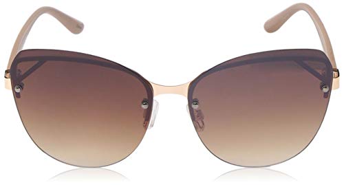 Rocawear womens R3273 Rimless UV Protective Metal Cat Eye Sunglasses Gifts for Women with Flair 60 mm, Gold & Nude, mm US - Image 2