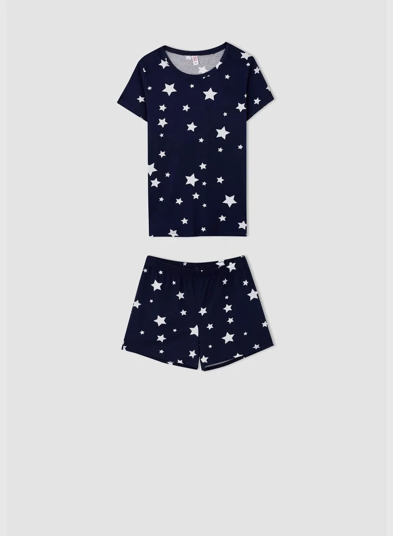 ديفاكتو 2 Pack Woman Regular Fit Crew Neck Short Sleeve Homewear Knitted Sets