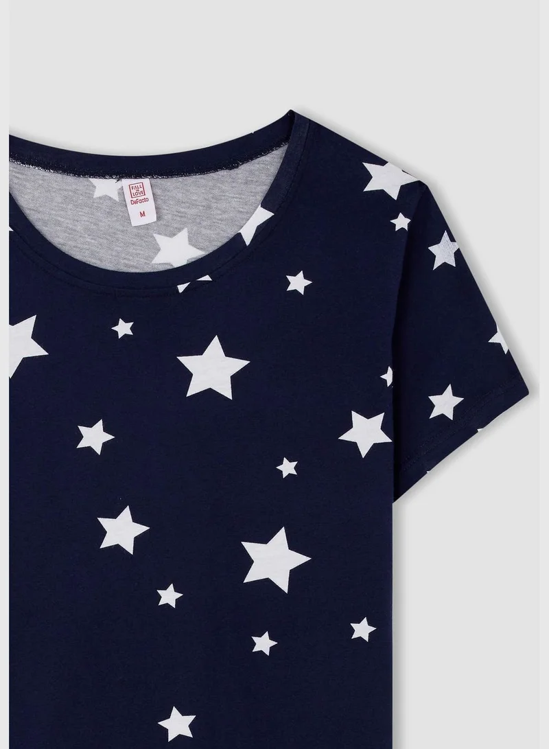 ديفاكتو 2 Pack Woman Regular Fit Crew Neck Short Sleeve Homewear Knitted Sets