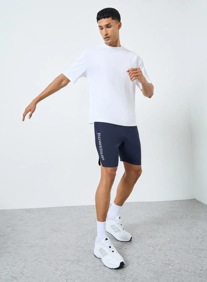 Styli Active Men Workout Shorts with Badge and Print Detail