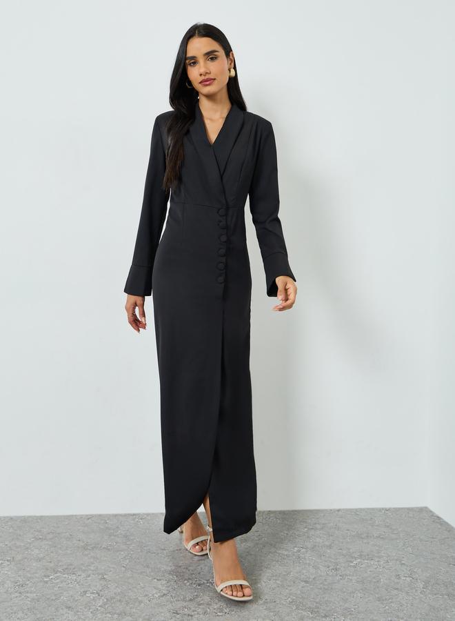 Take Two Women's Solid Button Detail Bell Sleeve Maxi Dress - Image 3