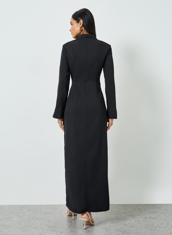 Take Two Women's Solid Button Detail Bell Sleeve Maxi Dress - Image 5