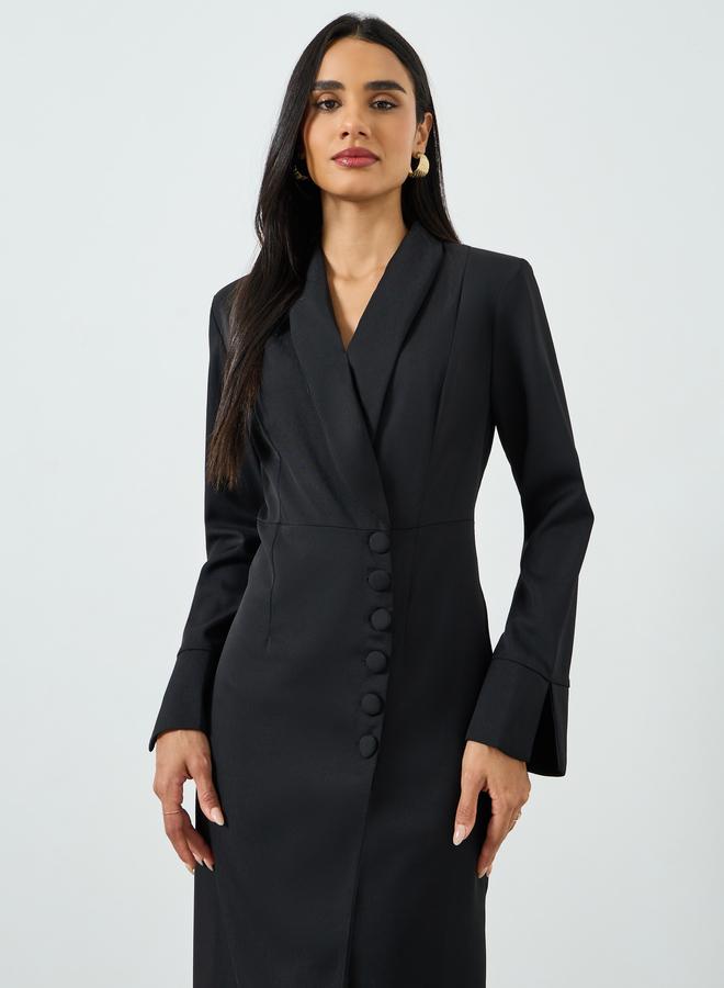 Take Two Women's Solid Button Detail Bell Sleeve Maxi Dress - Image 2