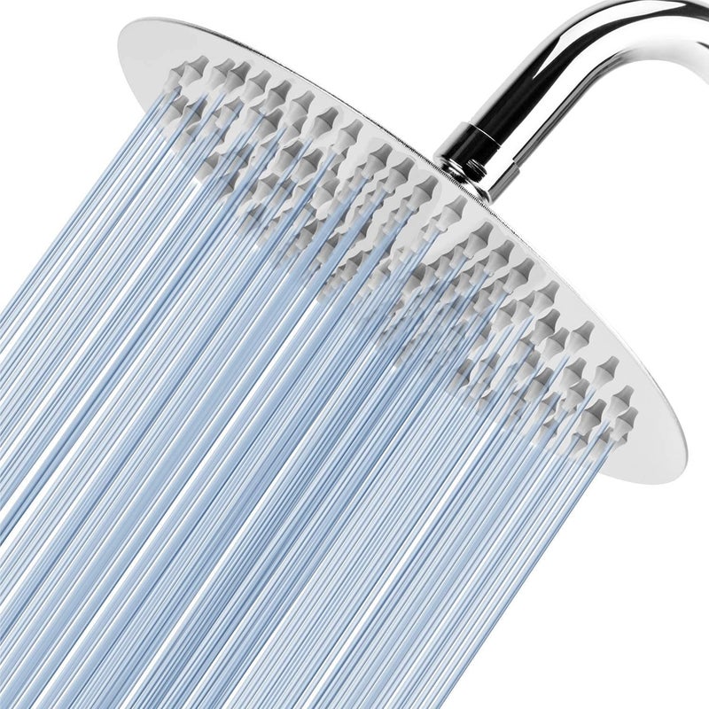 Voolan High Pressure Rain Shower Head Rainfall Shower head Made of All Metal Stainless Steel Comfortable Shower Experience Even at Low Water Flow 8 Inch Chrome