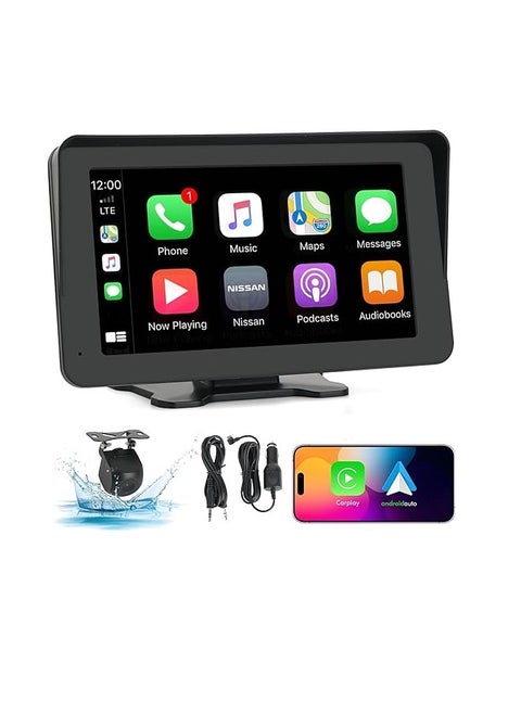 Portable Car Stereo Wireless CarPlay Android Auto,7 Inch Touch Screen Bluetooth Hands-Free/Mirror Link/Maps Navigation/Voice Control/TF Card/AUX,for Cars, Trucks, SUVs(7 inch Screen)