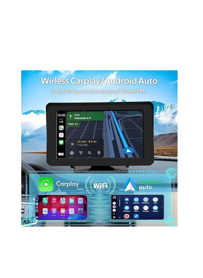 Generic - Portable Car Stereo Wireless CarPlay Android Auto,7 Inch Touch Screen Bluetooth Hands-Free/Mirror Link/Maps Navigation/Voice Control/TF Card/AUX,for Cars, Trucks, SUVs(7 inch Screen) - Image 1