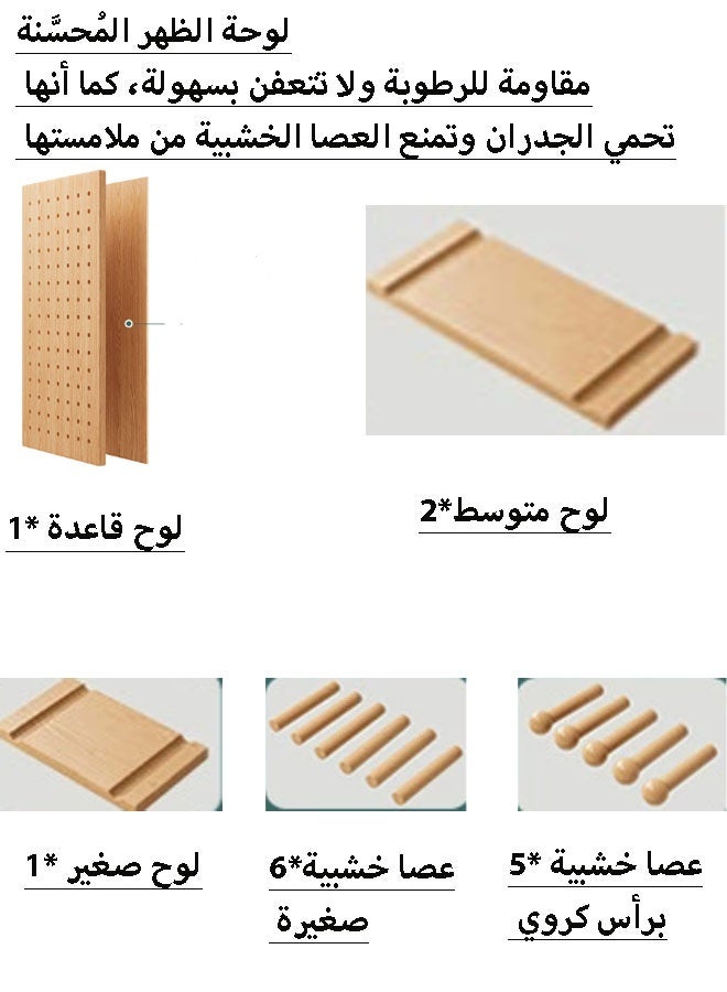 نيوترل رف خشبي مثقوب للتعليق على الحائط (60 سم × 40 سم)، متعدد الاستخدامات، مناسب لتعليق الكتب والملابس والحقائب والمفاتيح والمظلات وغيرها (بنقشة خشبية) - Image 2