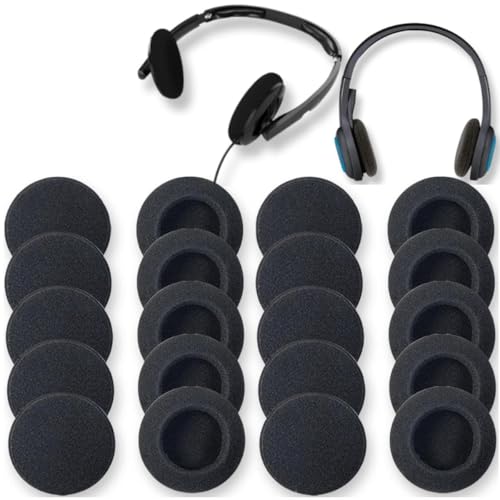 QPOIBSD Ear Cushions Foam Replacement for Plantronics Headphones Most Standard Size Office Telephone Headsets H251 H251N H261 H261N H351 H351N H361 H361N Headset Disposable Covers, Black (20Pcs) (20) - Image 1