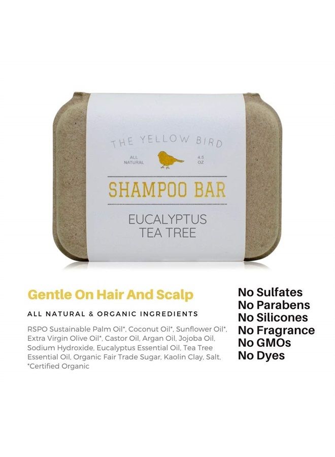 The Yellow Bird Eucalyptus Tea Tree Shampoo Bar. All Natural & Organic Ingredients. Sulfate Free, Detergent Free, Color Safe, and Silicone Free. Vegan, Plastic Free, Zero Waste Shampoo Soap - Image 3
