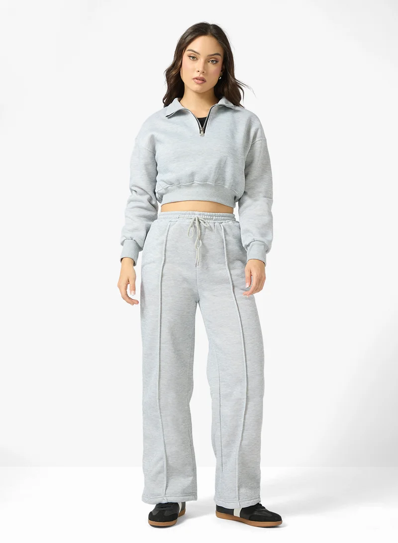 جينجر Oversize Half Zip Sweatshirt & Sweatpant Set