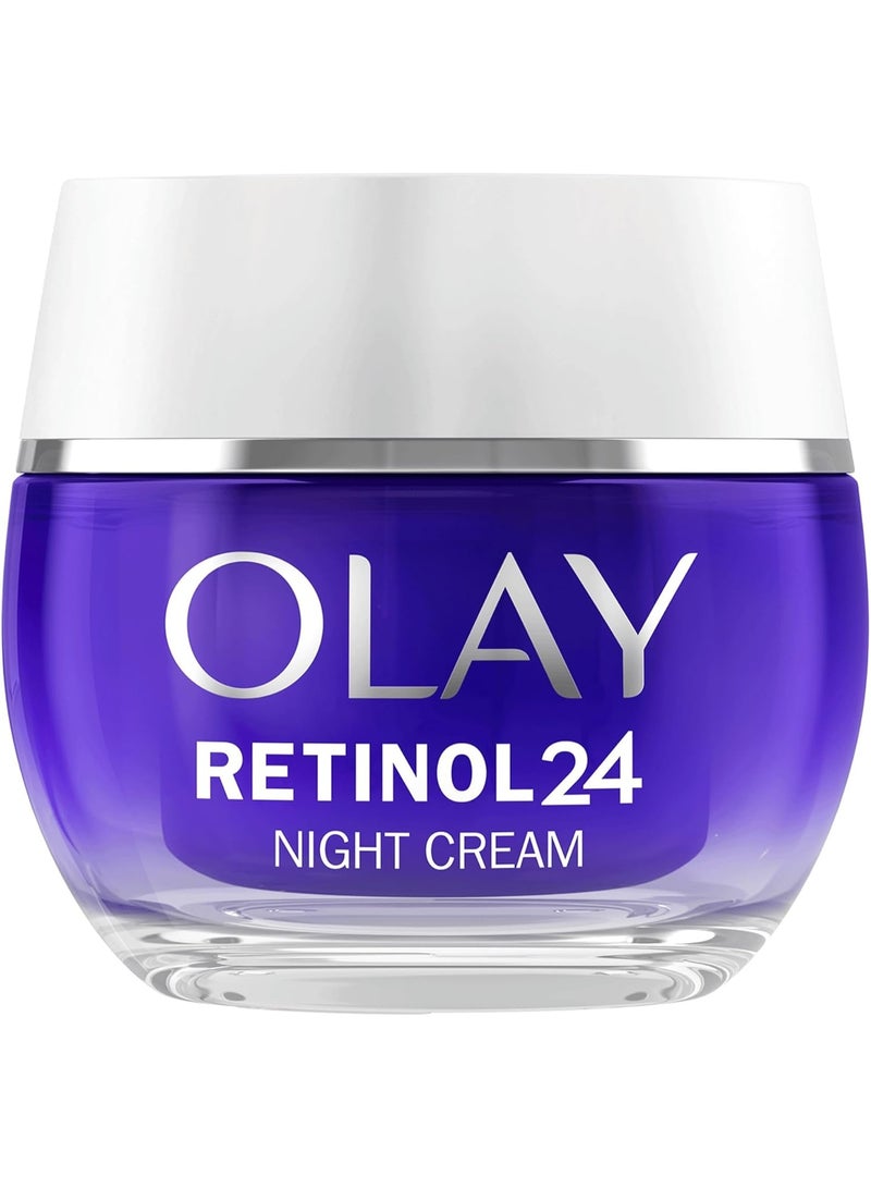 Olay Retinol 24 Moisturising Night Cream for Face, Skin Care with Vitamin E, Antioxidant, Overnight Well-Aging: Smoothing, Renews and Moisturises, 50 ml - Image 1