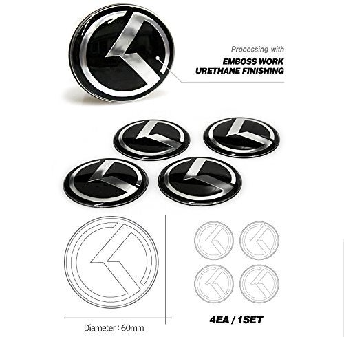LIGHTKOREA 60mm 4Pcs 3D K Logo Wheel Center Caps Hub Decal Emblem Sticker Badge for Kia Stinger NIRO Rio Sorento Sportage Optima Soul Cerato Forte Carnival Sedona Cadenza K900 Picanto Rondo - Image 3
