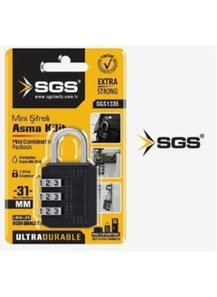 SGS SGS Mini padlock 31mm Black Weather Stylish Proof Multipurpose Luggage Gym Outdoor  - Image 1