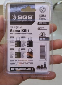 SGS SGS Mini padlock 31mm Black Weather Stylish Proof Multipurpose Luggage Gym Outdoor  - Image 4