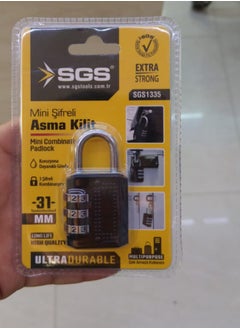 SGS SGS Mini padlock 31mm Black Weather Stylish Proof Multipurpose Luggage Gym Outdoor  - Image 3